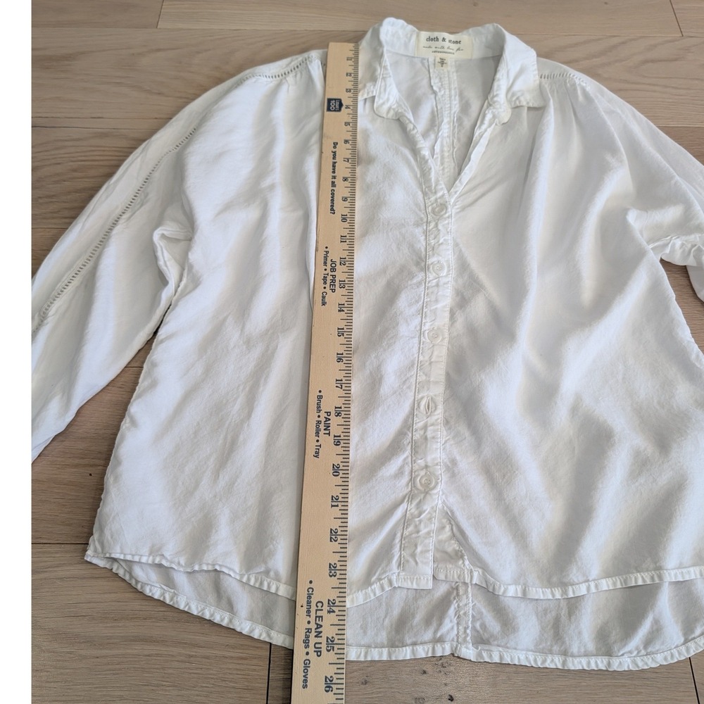 Cloth & Stone Anthropologie White Tencel Ladder Lace Shirt Small - Picture 11 of 14